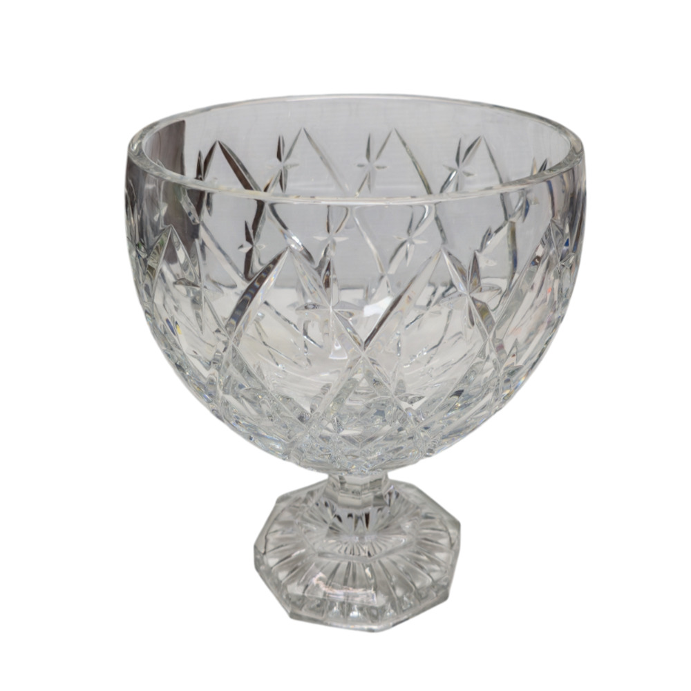 Heavy Cut Crystal Goblet Candy Trinket Dish Bowl 10”-Tall Clear Parlor Base Stem